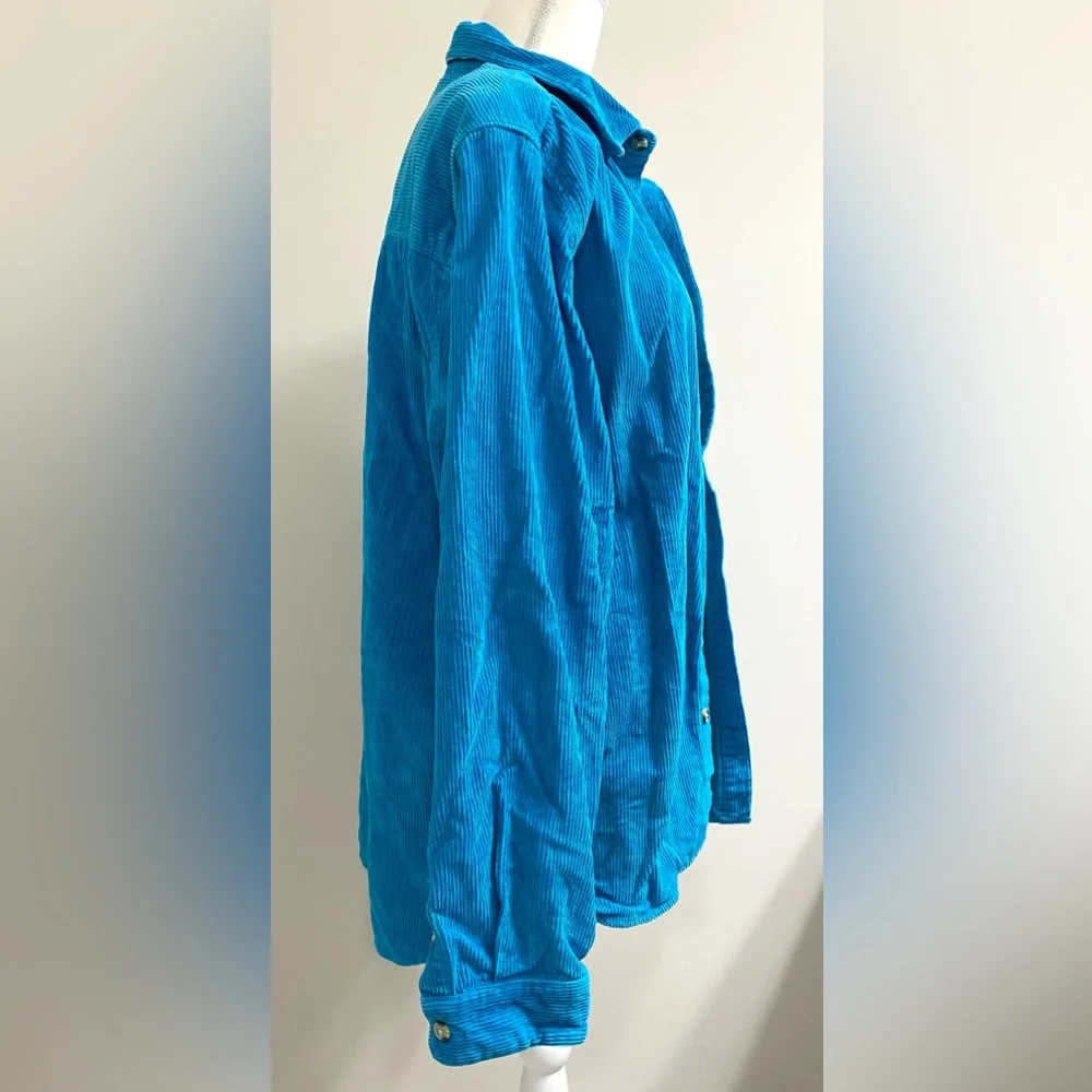 Urban Outfitters Mens M Solid Blue Big Corduroy Oversized Work Shirt Streetwear - Picture 9 of 14
